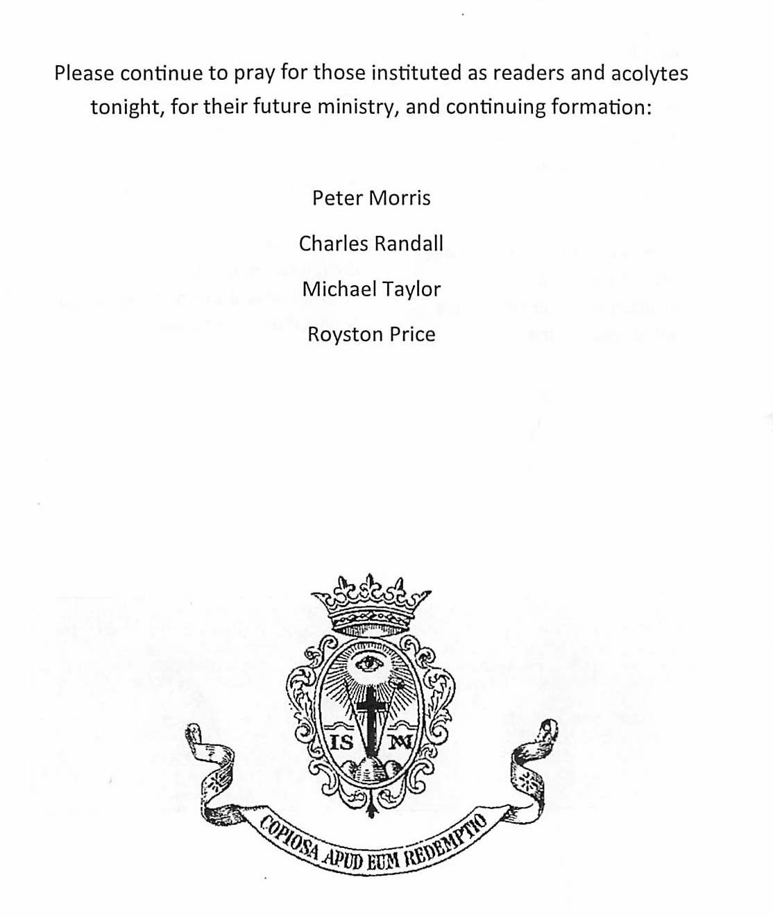 institution of reader and acolytes