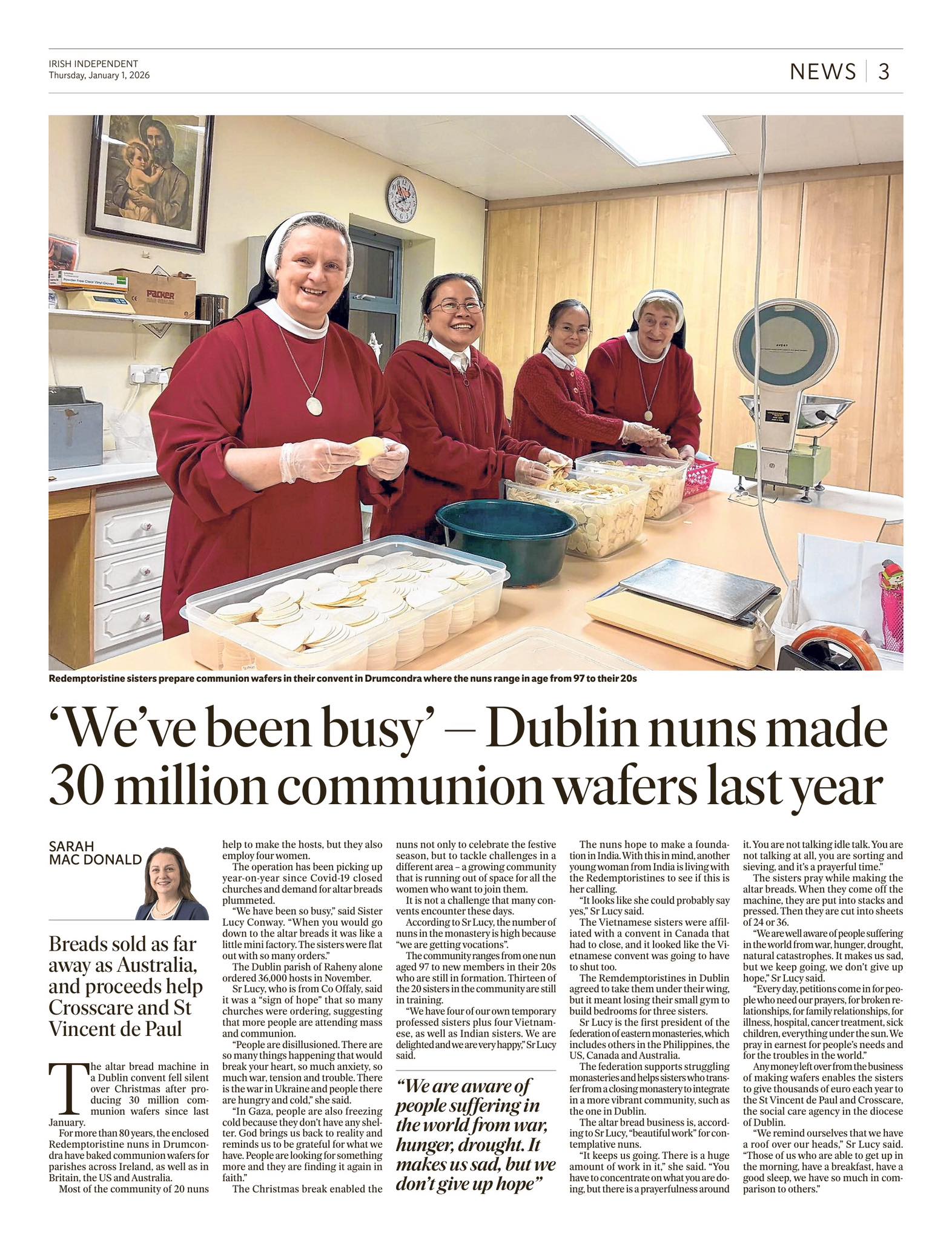 ossr nuns 3 million hosts