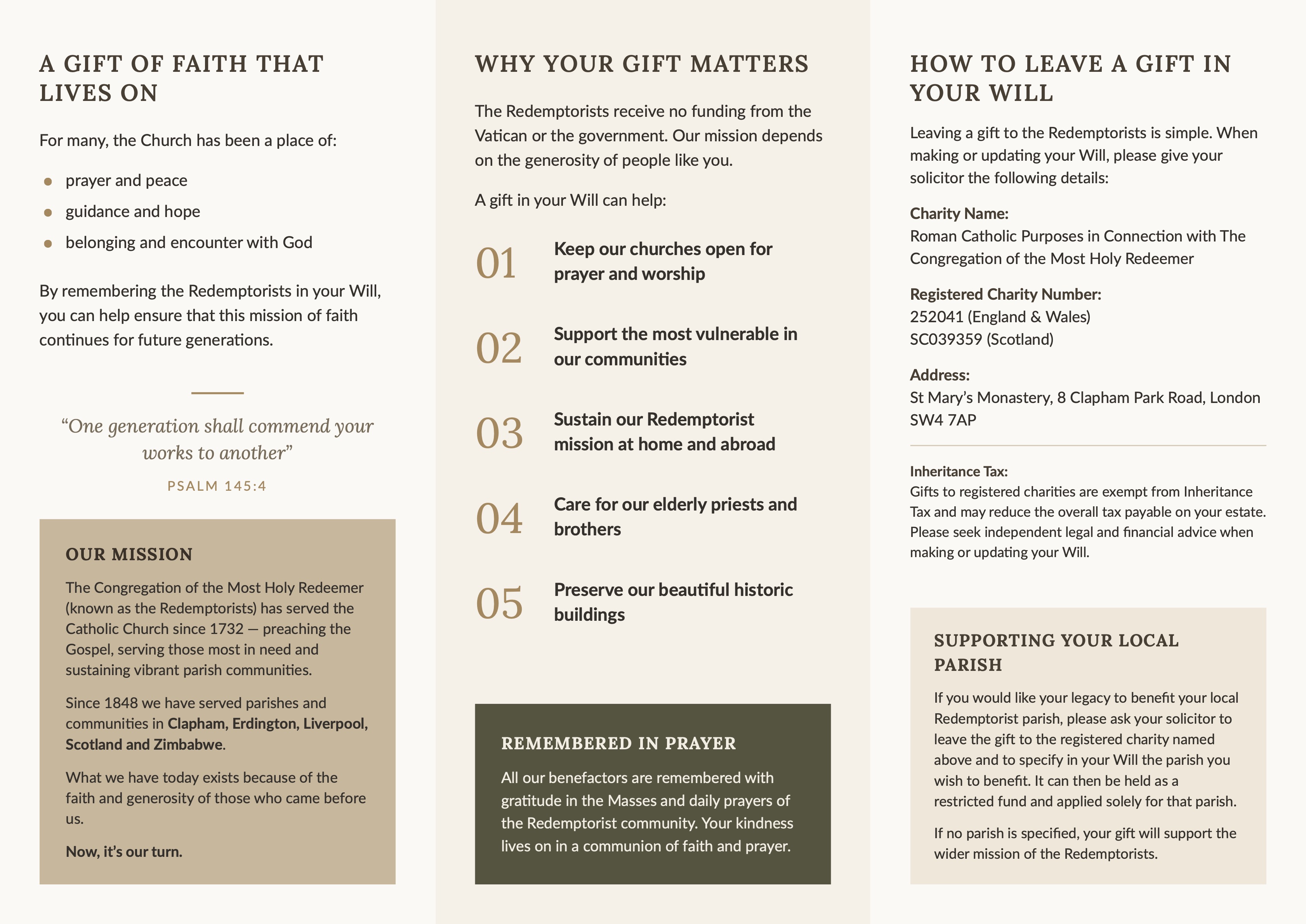 redemptorists legacy pamphlet   a gift in your will 2